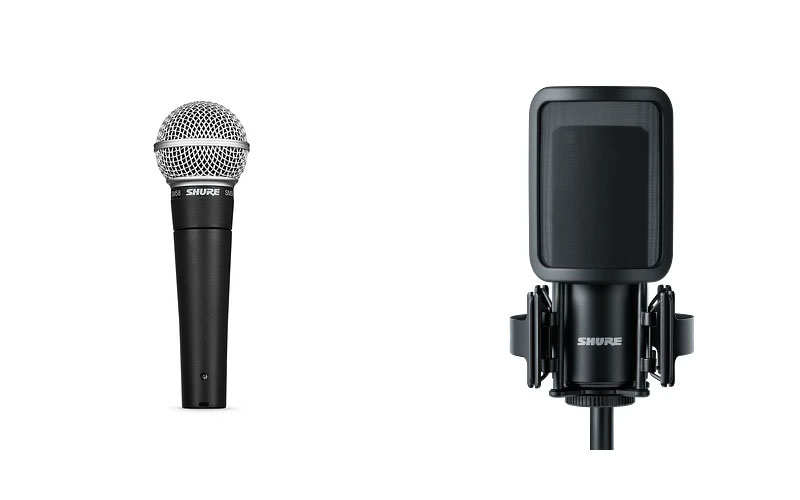 Micro dynamic cho ca sĩ Shure SM58 và micro condenser màng rung lớn Shure SM4