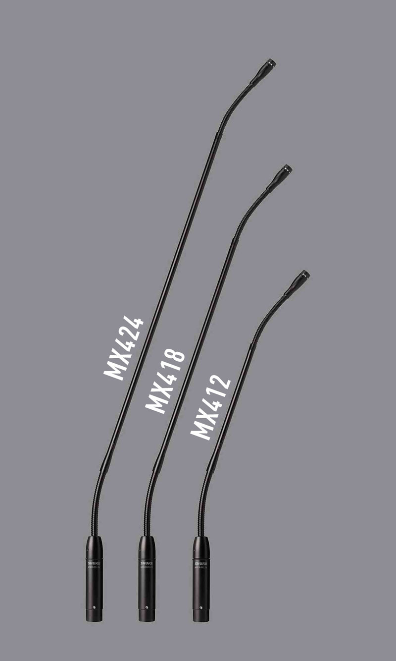 sự khác nhau giữa các micro cổ ngỗng shure mx412 mx418 mx424